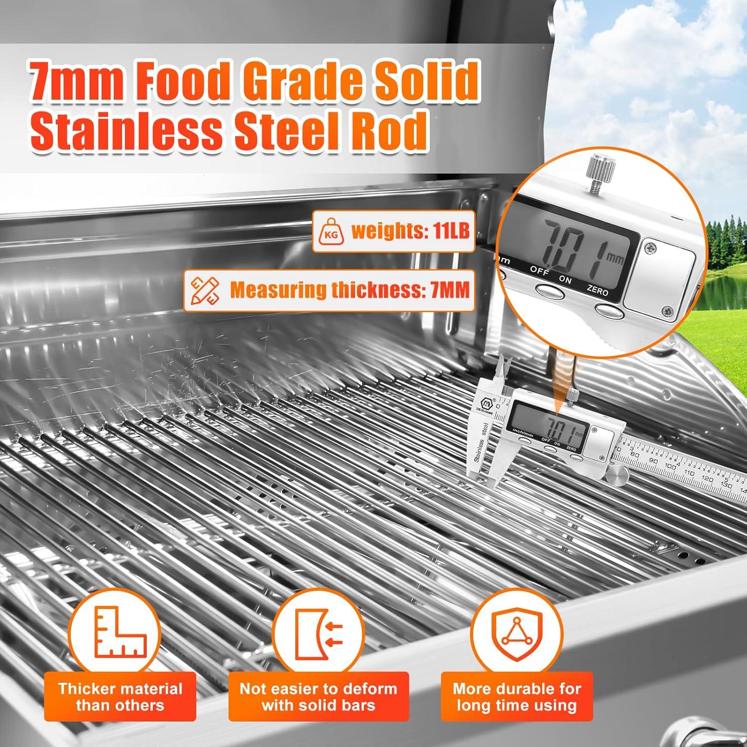 imageGrill Grates for Nexgrill Replacement Parts 4 Burner 7200830H 7200830X 7200888S 7200783W 304 Stainless Steel 17 Inch Cooking Grates for Homedepot Nexgrill 5 Burner 7200888N 7200888 Gas Grill304 Stainless Steel