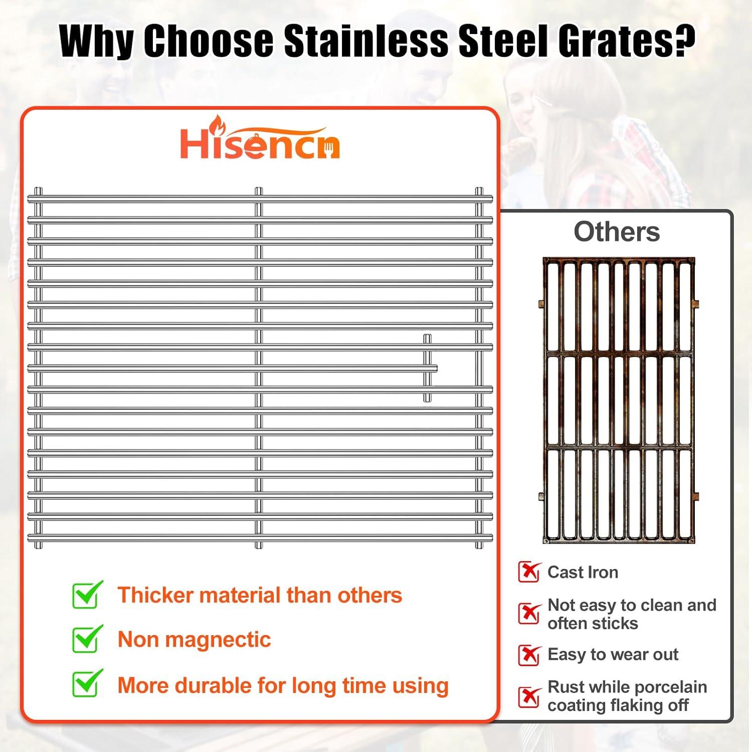 imageHisencn Replacement Parts for Nexgrill 7200830H 7200888N 7200783E 7200888 7200783C Stainless Steel Cooking Grid and Heat Plates for Nexgrill 4amp5 Burner Grill 17 Inch Grill GratesWith 5 Porcelain steel heat plates