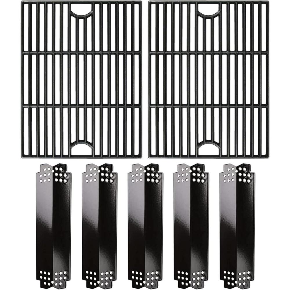 imageHisencn Replacement Parts for Nexgrill 7200830H 7200888N 7200783E 7200888 7200783C Stainless Steel Cooking Grid and Heat Plates for Nexgrill 4amp5 Burner Grill 17 Inch Grill GratesWith 5 Porcelain steel heat plates
