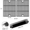 Hisencn Replacement Parts for Nexgrill 720-0830H, 720-0888N, 720-0783E, 720-0888, 720-0783C, Stainless Steel Cooking Grid and Heat Plates for Nexgrill 4&5 Burner Grill, 17 Inch Grill Grates(With 5 Porcelain steel heat plates)