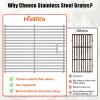 Hisencn Replacement Parts for Nexgrill 720-0830H, 720-0888N, 720-0783E, 720-0888, 720-0783C, Stainless Steel Cooking Grid and Heat Plates for Nexgrill 4&5 Burner Grill, 17 Inch Grill Grates(With 5 Stainless steel heat plates)
