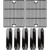 Hisencn Replacement Parts for Nexgrill 720-0830H, 720-0888N, 720-0783E, 720-0888, 720-0783C, Stainless Steel Cooking Grid and Heat Plates for Nexgrill 4&5 Burner Grill, 17 Inch Grill Grates(With 5 Porcelain steel heat plates)