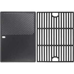 Hisencn Cooking Grate and Griddle Replacement Parts for Nexgrill 720-0830H, 720-0783E, 720-0888N, 720-0888, 720-0697, Fit for Charbroil 463241113, 463449914, Kenmore 720-0670A, 41516106210, 2 Pack(1 Pack Griddle+1 Pack Grate)