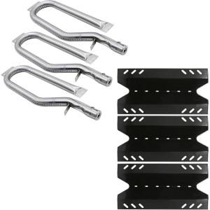 Hisencn Repair Kit for Members Mark BQ05046-6, BBQ Pro BQ05041-28, BQ51009, Sam’s Club, Outdoor Gourmet BQ05037-2, BQ05046-6A Gas Grill Models, Burner Tube, Porcealain Steel Heat Plate, Burner Cover(Burner + PC Heat Pate)