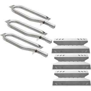 Hisencn Repair Kit for Members Mark BQ05046-6, BBQ Pro BQ05041-28, BQ51009, Sam’s Club, Outdoor Gourmet BQ05037-2, BQ05046-6A Gas Grill Models, Burner Tube, Porcealain Steel Heat Plate, Burner Cover(Burner + SS Heat Plate)