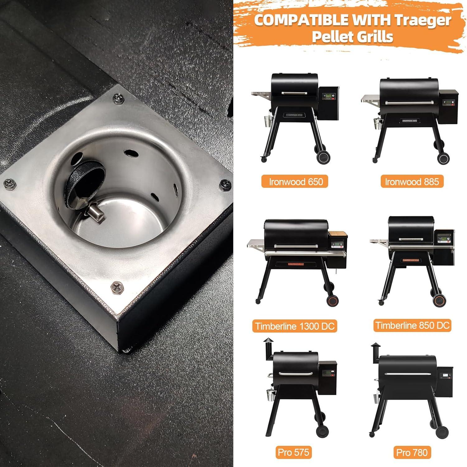 imageFire Burn Pot and Hot Rod Ignitor Kit Replacement Parts for Traeger and Pit Boss Pellet Grill with Ash Remover Screws and Fuse Black PorcelainEnameledD2 Hot Rod Fire Burn Pot