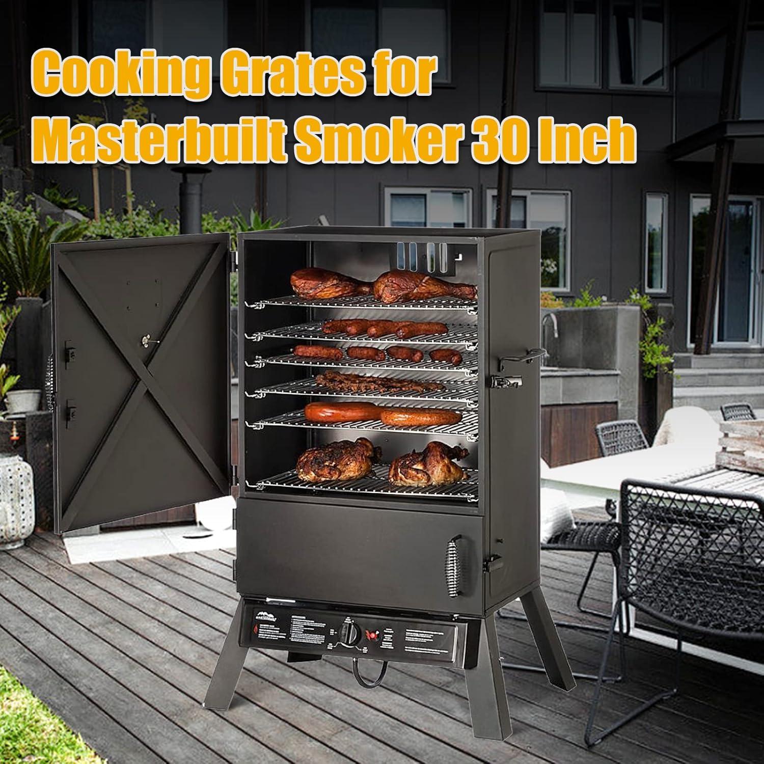 imageHisencn Cooking Grate for Masterbuilt Smoker 30 Inch 4 PCS 133 x 136 Smoking Racks for Masterbuilt Propane Smoker 20051311 MB20052318 Pro Smoker MB26050412 with Cooking Rack Support
