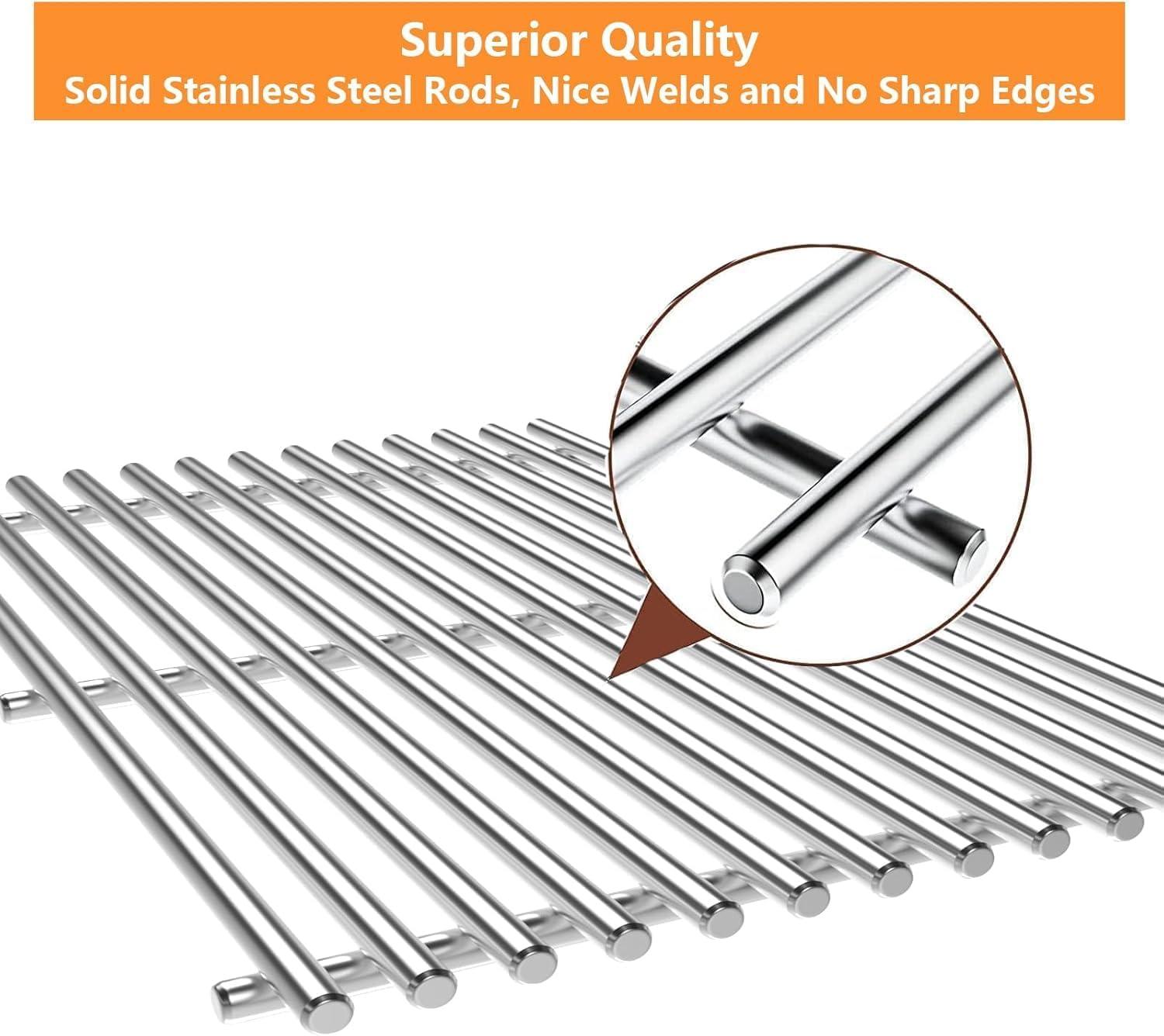 imageHisencn Replacement Parts for Master Forge 1010037 1010048 Gas Grill Models Stainless Steel Burners Stainless Heat Plates Tent Shield and Cooking Grids Grill Grate Repair Kit