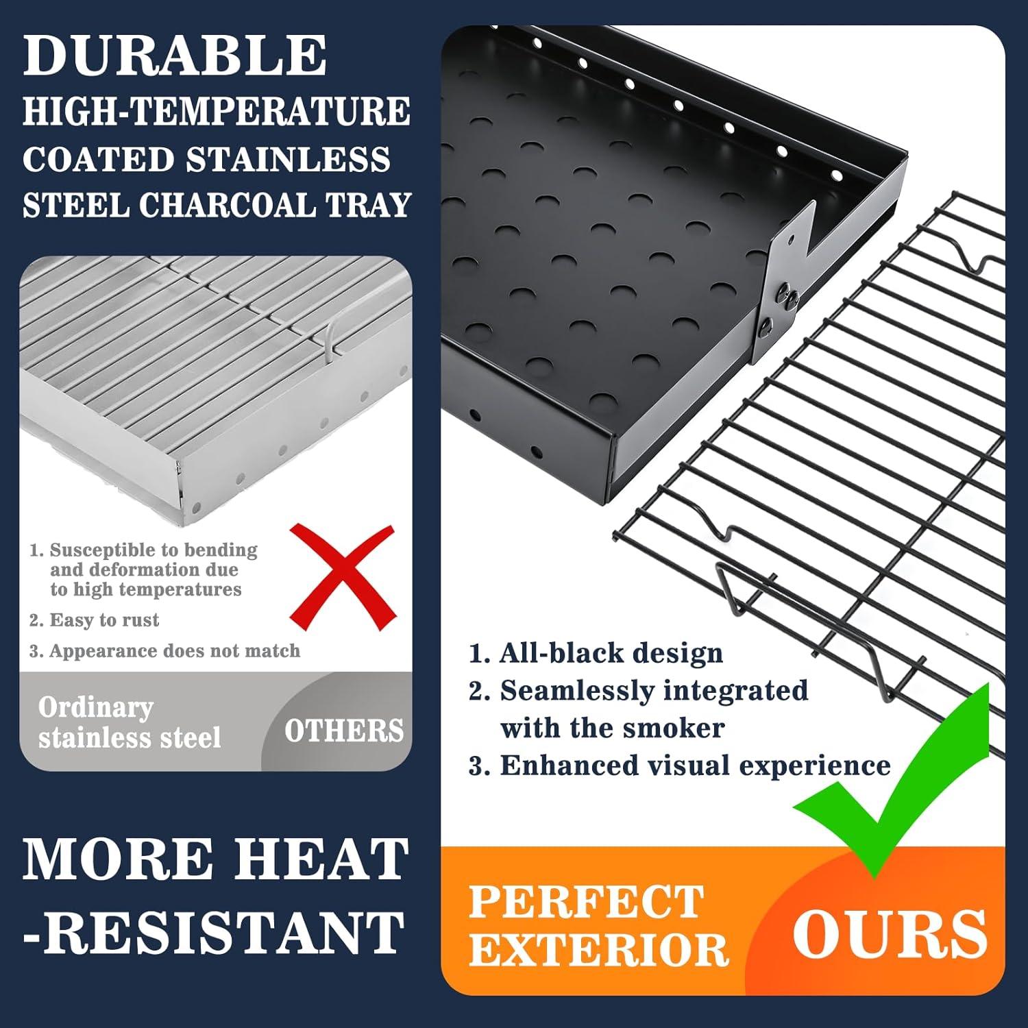 imageHisencn Stretchable Charcoal Tray 1528 inches for 47183T21 PS9900 Black HighTemperature Coating Charcoal Basket for HC4518L PS9500 8500 6800 6500 SH19030119 SH19030219 SH9916 Replacement Parts
