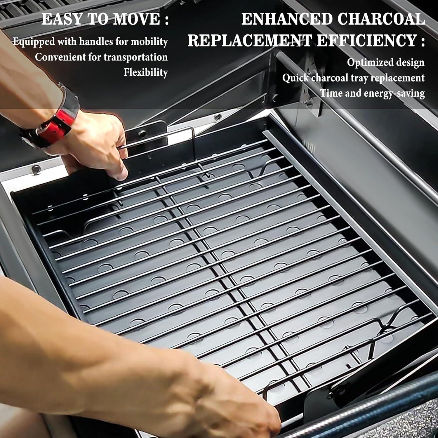 imageHisencn Stretchable Charcoal Tray 1528 inches for 47183T21 PS9900 Black HighTemperature Coating Charcoal Basket for HC4518L PS9500 8500 6800 6500 SH19030119 SH19030219 SH9916 Replacement Parts