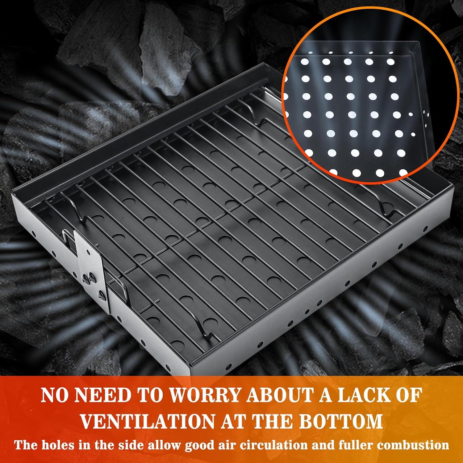 imageHisencn Stretchable Charcoal Tray 1528 inches for 47183T21 PS9900 Black HighTemperature Coating Charcoal Basket for HC4518L PS9500 8500 6800 6500 SH19030119 SH19030219 SH9916 Replacement Parts