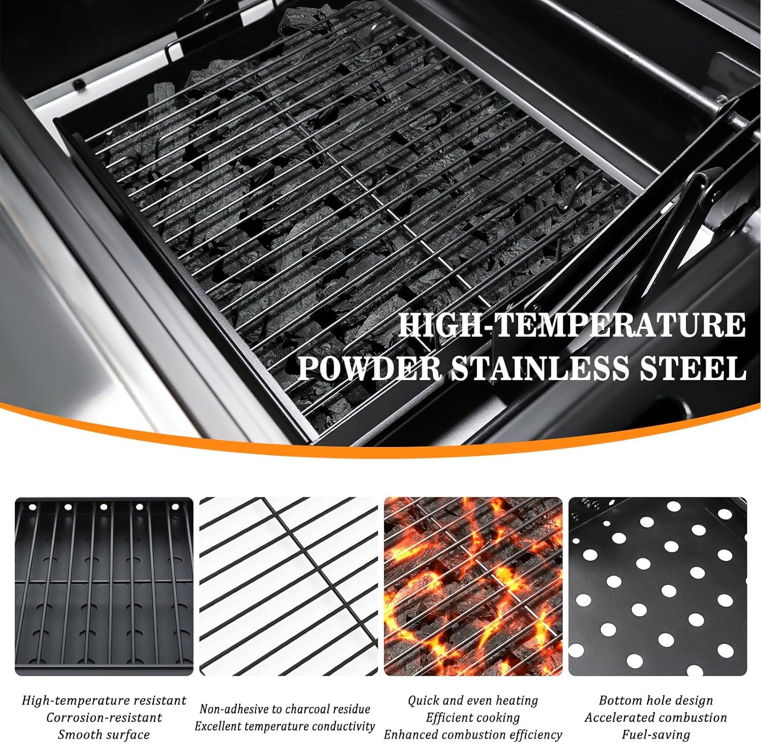 imageHisencn Stretchable Charcoal Tray 1528 inches for 47183T21 PS9900 Black HighTemperature Coating Charcoal Basket for HC4518L PS9500 8500 6800 6500 SH19030119 SH19030219 SH9916 Replacement Parts