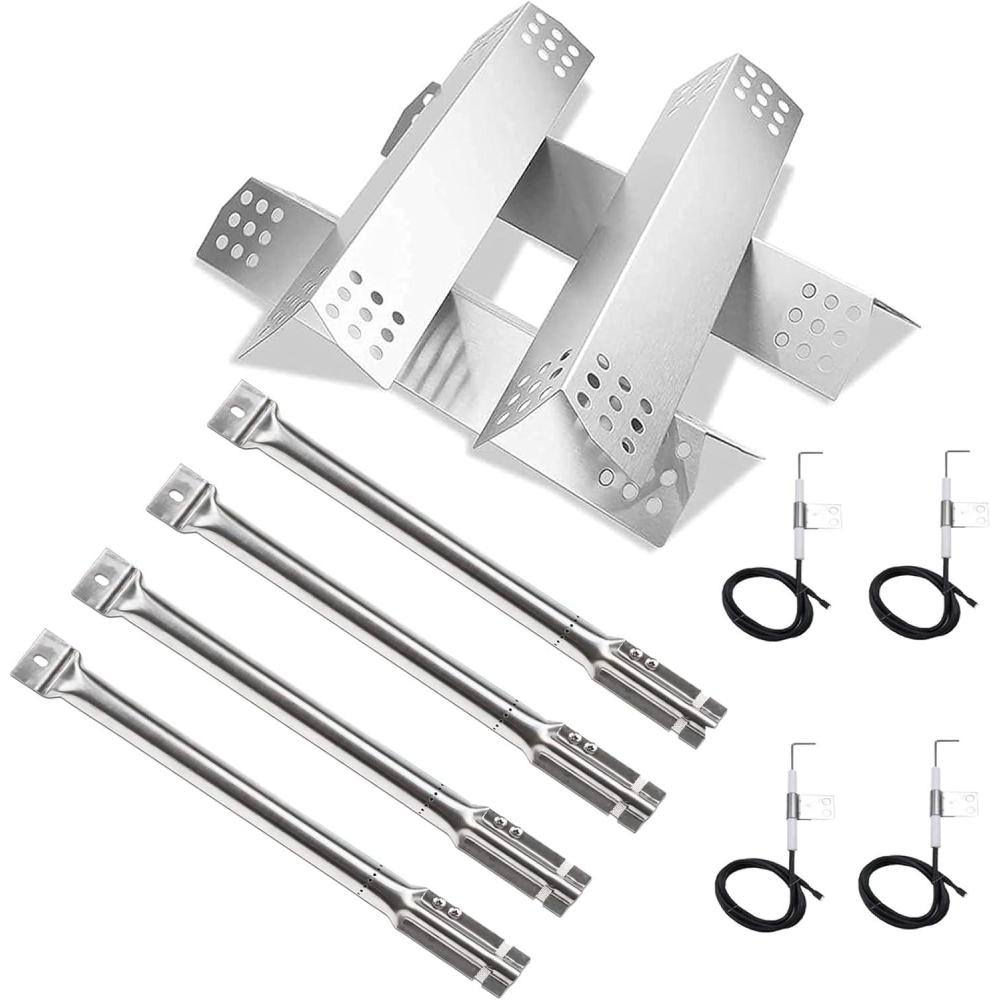 imageHisencn Repair Kit for Master Forge 1010037 1010048 Gas Grill Models Stainless Steel Burners Stainless Steel Heat Plates Replacement Parts Grill Replacement Parts for Master Forge