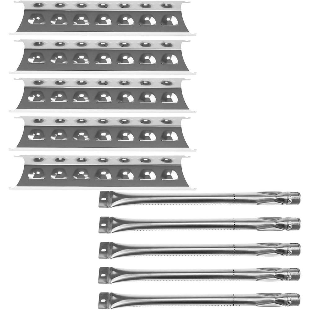 imageHisencn Replacement Repair Kit for Master Forge 5 Burner 25183 3218LT 3218LTM 3218LTN L3218 Gas Grill BBQ Grill Pipe Burners Tube Heat Shield Tent Plate Parts Stainless Steel
