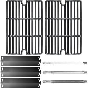 Hisencn Grill Replacement for Smoke Hollow PS9900, PS9500, 6800, Smoke Hollow Grill Parts for 16.5″ Porcelain Steel Heat Plate Shield, Stainless Steel Pipe Burners, Cast Iron Cooking Grate