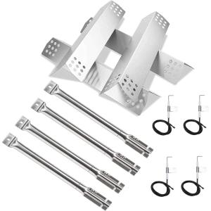 Hisencn Repair Kit for Master Forge 1010037, 1010048 Gas Grill Models, Stainless Steel Burners, Stainless Steel Heat Plates Replacement Parts, Grill Replacement Parts for Master Forge
