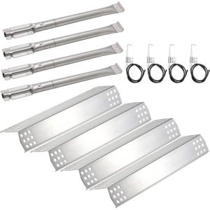 Hisencn Replacement Parts for Kitchen Aid 720-0733 720-0733A 720-0954, Grill Parts for Kitchenaid 4 Burner 740-0781 740-0780 720-0745 720-0745b Gas Grill Burner, Heat Plate and Igniter Electrode Kit(Stainless Steel)