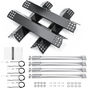 Hisencn Replacement Parts for Kitchen Aid 720-0733 720-0733A 720-0954, Grill Parts for Kitchenaid 4 Burner 740-0781 740-0780 720-0745 720-0745b Gas Grill Burner, Heat Plate and Igniter Electrode Kit(Porcelain Steel)