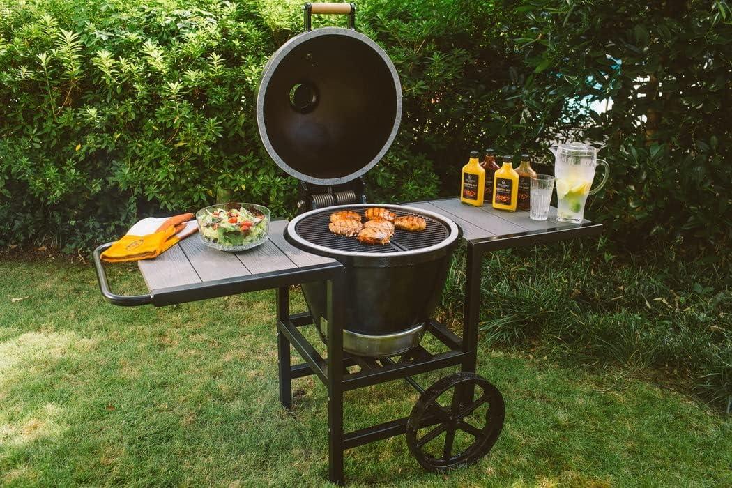 imageHisencn 18 Half Moon Cast Iron Cooking Grate for Large Big Green Egg Kamado Joe Classic I II III Pit Boss K22 Louisiana K22 Coyote The Asado Cooker Any 18 Inch Kamado Grill