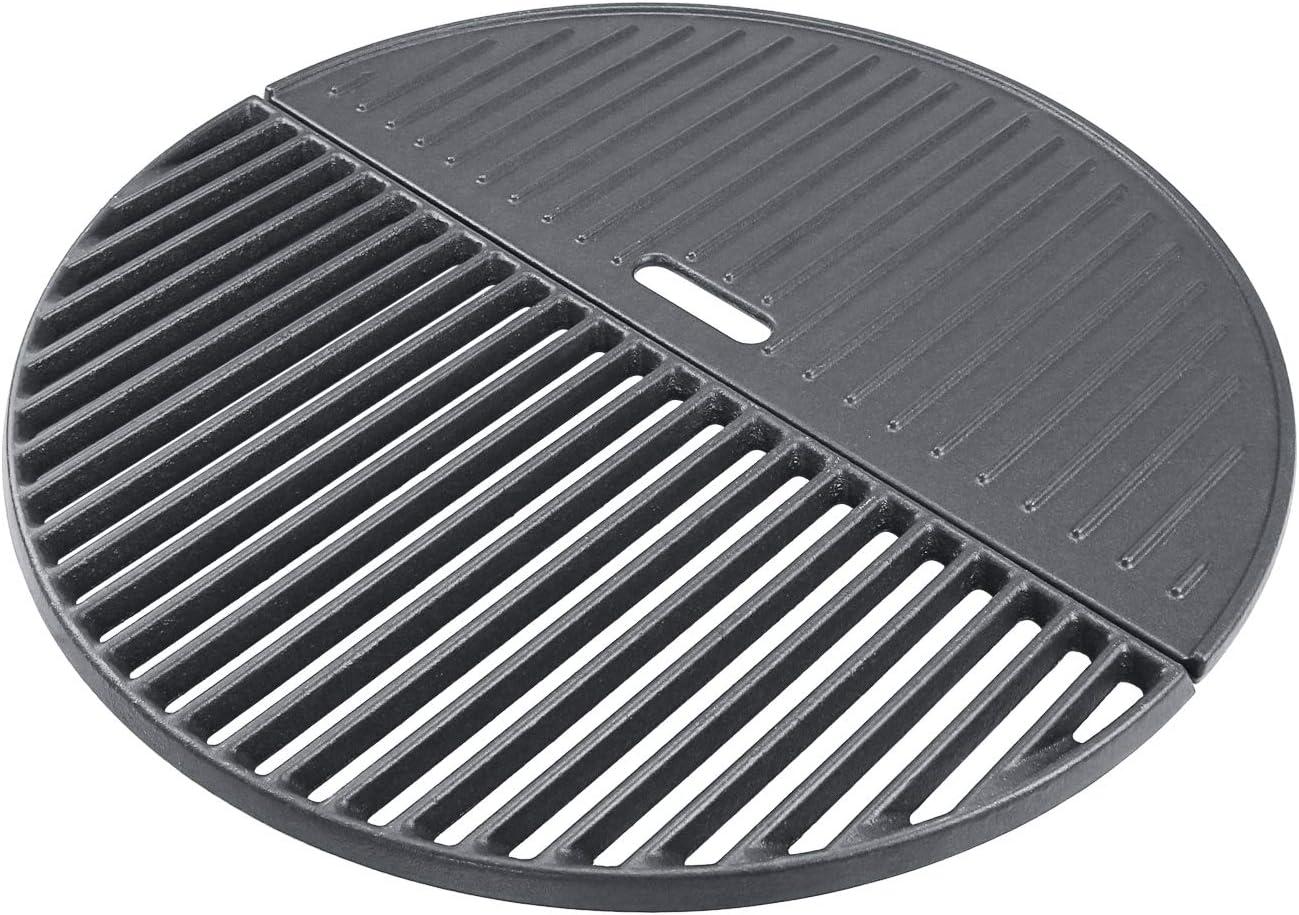 imageHisencn 18 Half Moon Cast Iron Cooking Grate for Large Big Green Egg Kamado Joe Classic I II III Pit Boss K22 Louisiana K22 Coyote The Asado Cooker Any 18 Inch Kamado Grill