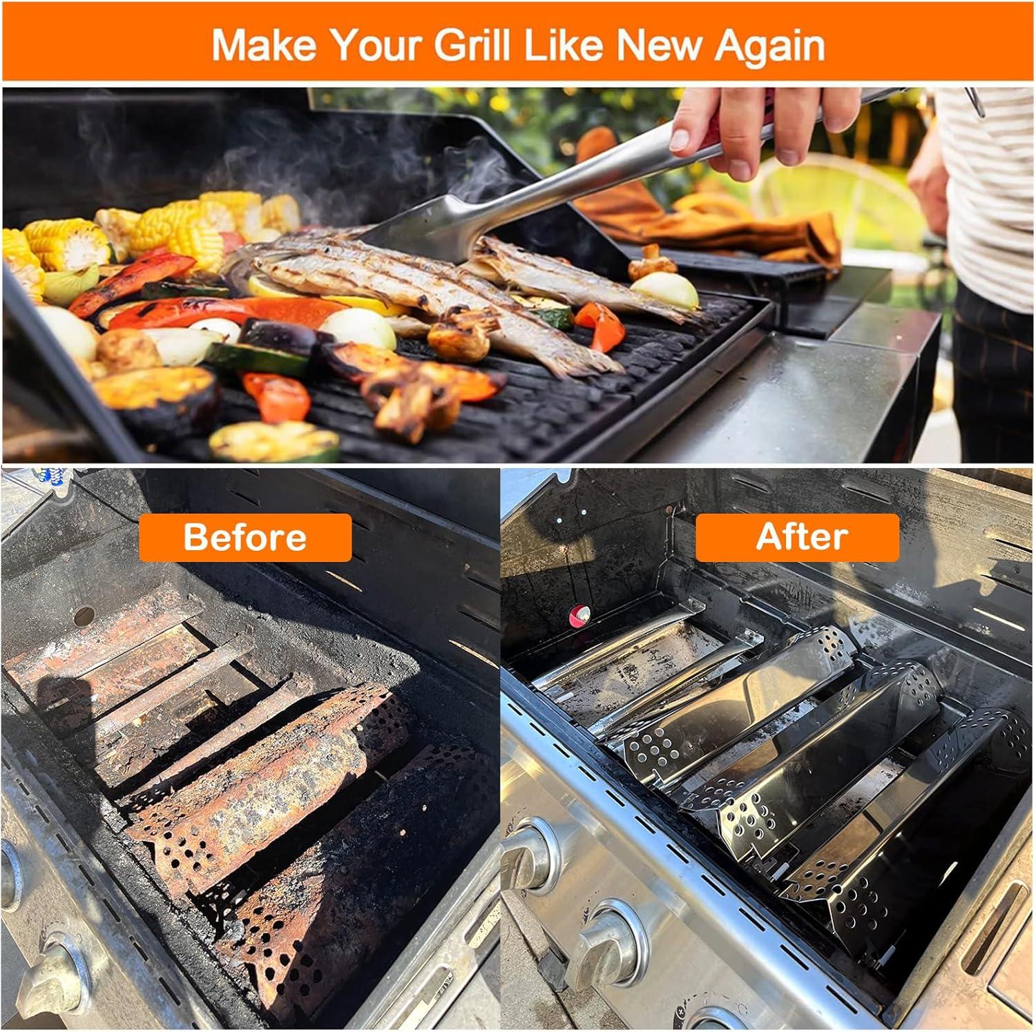 imageHisencn Gas Grill Repair for Kenmore 12216134 12216134110 Nexgrill 7200719BL 7200773 7200783 Tera Gear 1010007A Grill Straight Burner Pipe Tubes Heat Plate Replacement Parts304 Stainless Steel