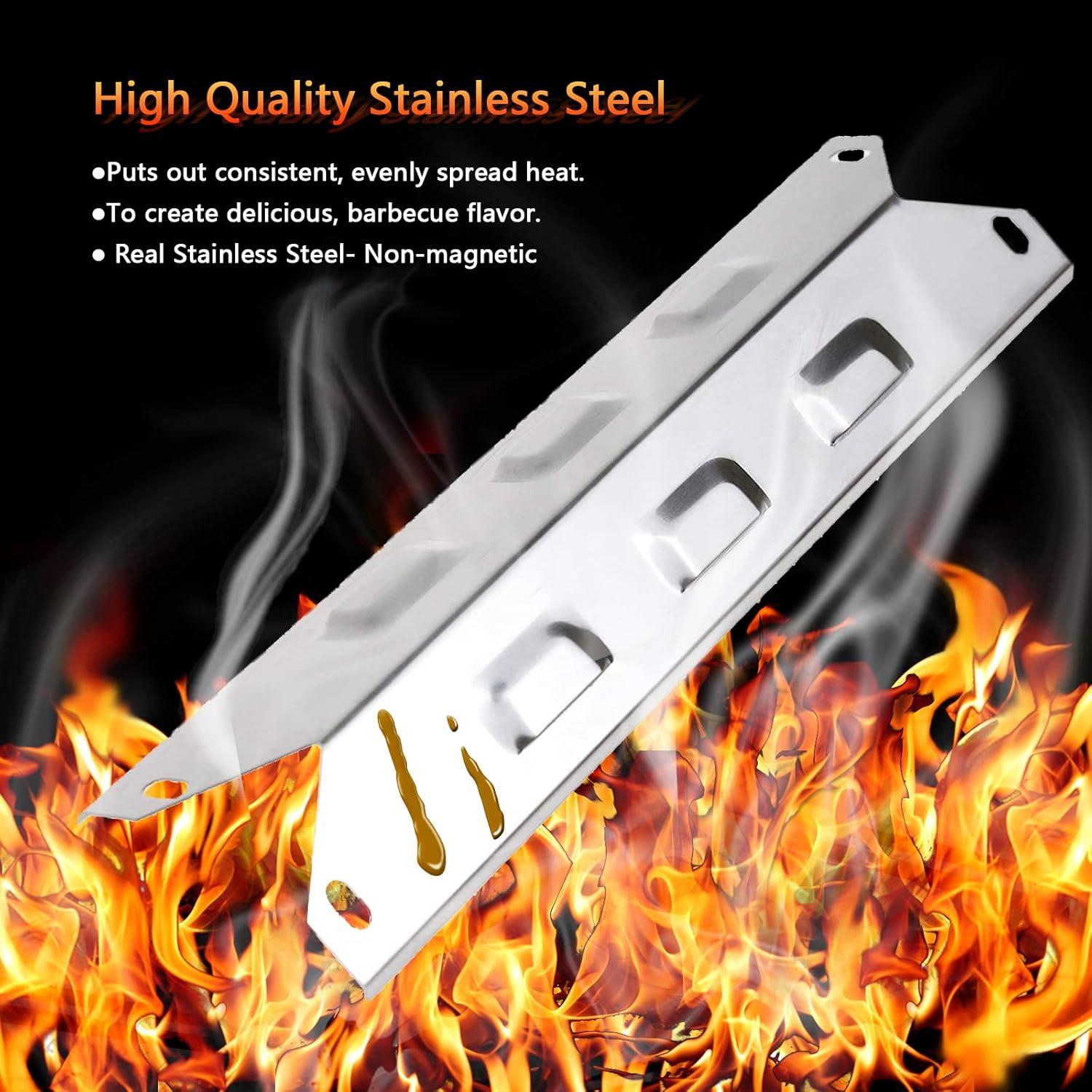 imageHisencn Grill Replacement Parts for Kenmore 14623678310 14623679310 Stainless Steel Grill Burner and Heat Plates for Kenmore 3 Burner Gas Grill Replacement Parts 640050573716 640050573736