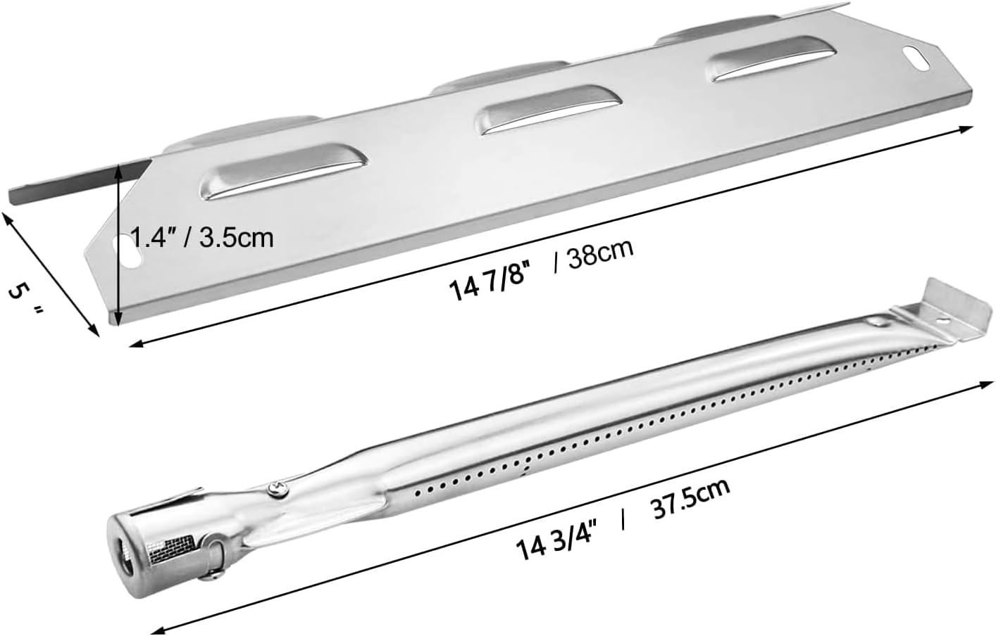 imageHisencn Grill Replacement Parts for Kenmore 14623678310 14623679310 Stainless Steel Grill Burner and Heat Plates for Kenmore 3 Burner Gas Grill Replacement Parts 640050573716 640050573736