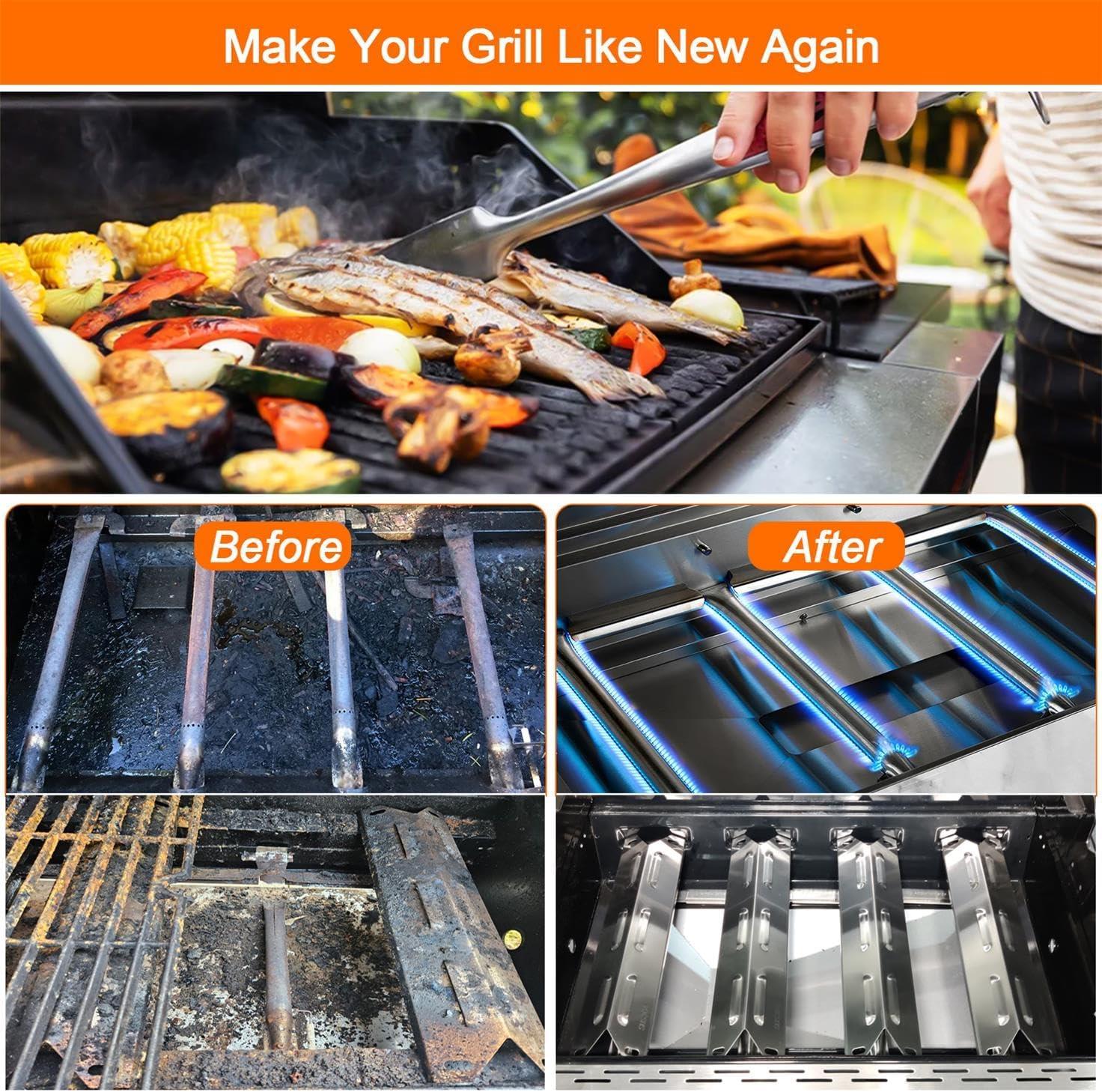 imageHisencn SUS304 Stainless Steel Grill Replacement Parts for Kenmore 14634611410 14623679310 14610016510 14634461410 14616198211 14623673310 14616142210 14646366610 1461001751 1464636561Stainless Steel