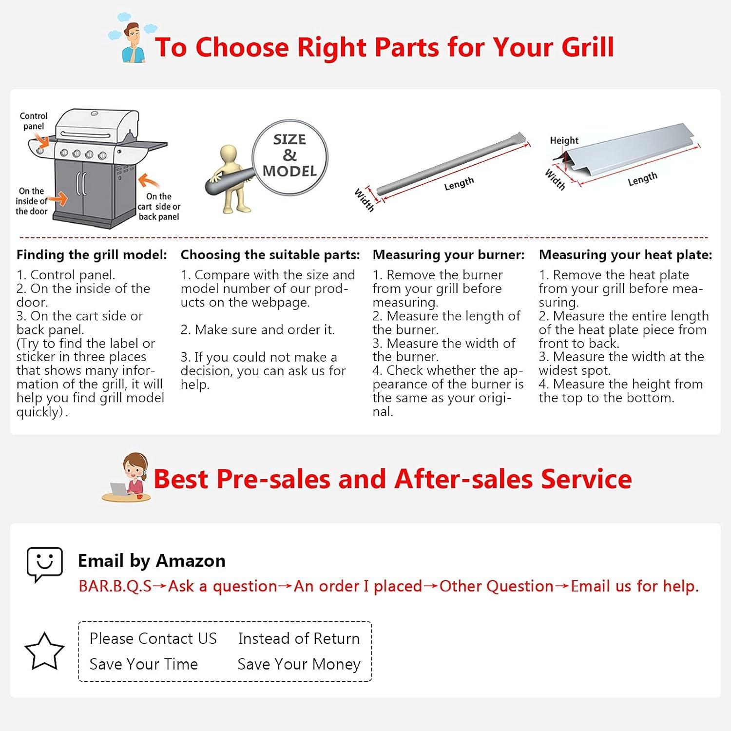 imageHisencn SUS304 Stainless Steel Grill Replacement Parts for Kenmore 14634611410 14623679310 14610016510 14634461410 14616198211 14623673310 14616142210 14646366610 1461001751 1464636561Stainless Steel