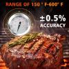 Hisencn G351-0076-W1 Temp Gauge, Thermometer, Heat Indicator Replacement for Charbroil and Kenmore Gas Grill Models Stainless Steel Temperature Gauge T00473 1PK Repair Parts(For Weber Spirit)