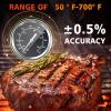 Hisencn G351-0076-W1 Temp Gauge, Thermometer, Heat Indicator Replacement for Charbroil and Kenmore Gas Grill Models Stainless Steel Temperature Gauge T00473 1PK Repair Parts(For Monument Grills)