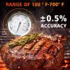 Hisencn G351-0076-W1 Temp Gauge, Thermometer, Heat Indicator Replacement for Charbroil and Kenmore Gas Grill Models Stainless Steel Temperature Gauge T00473 1PK Repair Parts(For Weber Genesis)