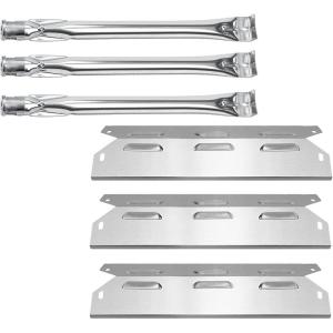 Hisencn Grill Replacement Parts for Kenmore 146.23678310 146.23679310, Stainless Steel Grill Burner and Heat Plates for Kenmore 3 Burner Gas Grill Replacement Parts, 640-05057371-6, 640-05057373-6