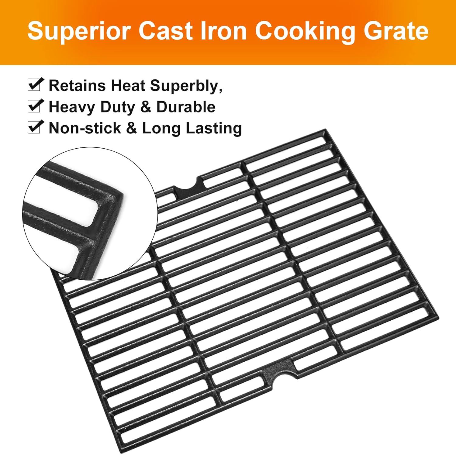 imageHisencn Grill Replacement Parts for DynaGlo DGC350CNPD DGF350CSP DGF350CSPD 2Pack Porcelain Steel Heat Plates 2Pack Cast Iron Grill Grates Flavorizer Bars