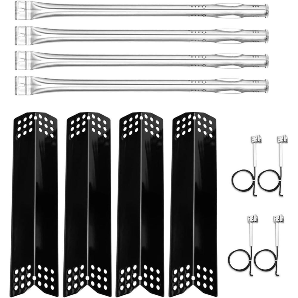 imageHisencn Gas Grill Replacement Parts for Expert Grill 7200968C 5 Burner Grill Stainless Steel Straight Burner Pipe Tubes and Porcelain Steel Heat Tent Plates Heat Shield Repair Kit 5 Packfor Expert 7200789H 4 Burner