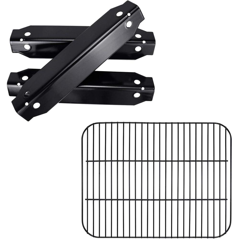 imageHisencn Grill Replacement Parts for DynaGlo DGC310CNPD DGC310RNPD DGC310BNPD Porcelain Steel Heat Plates Tents Cooking Grates Grids for DynaGlo 3Burner Open Cart Propane Gas Grill