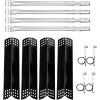 Hisencn Gas Grill Replacement Parts for Expert Grill 720-0968C 5 Burner Grill Stainless Steel Straight Burner Pipe Tubes and Porcelain Steel Heat Tent Plates Heat Shield Repair Kit (5 Pack)(for Expert 720-0789H 4 Burner)