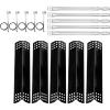 Hisencn Gas Grill Replacement Parts for Expert Grill 720-0968C 5 Burner Grill Stainless Steel Straight Burner Pipe Tubes and Porcelain Steel Heat Tent Plates Heat Shield Repair Kit (5 Pack)(for Expert 720-0968C 5 Burner)