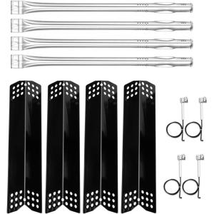 Hisencn Gas Grill Replacement Parts for Expert Grill 720-0968C 5 Burner Grill Stainless Steel Straight Burner Pipe Tubes and Porcelain Steel Heat Tent Plates Heat Shield Repair Kit (5 Pack)(for Expert 720-0789H 4 Burner)