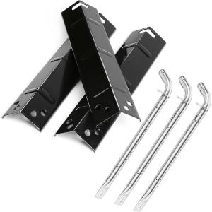 Hisencn Grill Replacement Parts for Expert XG10-101-002-02 GBC2016WRS 3 Burner Gas Grill, Stainless Steel Grill Burner and Porcelain Heat Plates for Walmart Expert Grill Parts, 3 Pack(for Expert Grill XG10-101-002-02)