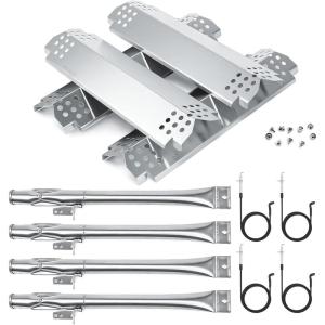 Hisencn Grill Replacement Parts for Nexgrill 720-0783C 720-0783E for Grill Master 720-0697 Gas Grill, Stainless Steel Straight Burner Tubes, Heat Plates Repair Kit (4 Pack)(304 Stainless Steel)