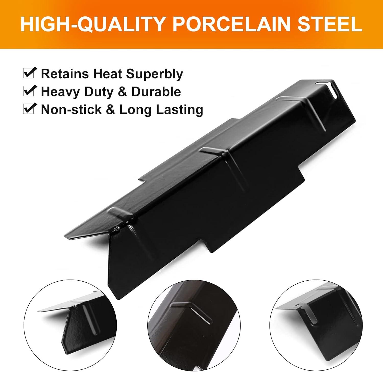 imageHisencn Grill Replacement Parts for Dyna Glo DGF350CSP DGC350CNPD DGH353CRP Grill Porcelain Steel Heats Tents Plates and Stainless Steel Straight Burner Pipe Tubes Grill Parts Repair Kit 2 Pack