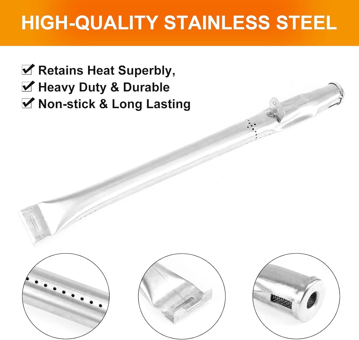 imageHisencn Grill Replacement Parts for Dyna Glo DGF350CSP DGC350CNPD DGH353CRP Grill Porcelain Steel Heats Tents Plates and Stainless Steel Straight Burner Pipe Tubes Grill Parts Repair Kit 2 Pack