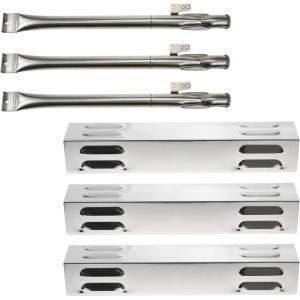 Hisencn Repair kit Stainless Steel Gas Grill Burner Pipe Tube, Heat Plate Shield Tent Deflector, Burner Cover Replacement for Dyna-Glo DGB390SNP-D, DGB390BNP-D Smart 3 Burner LP Gas Grill Models