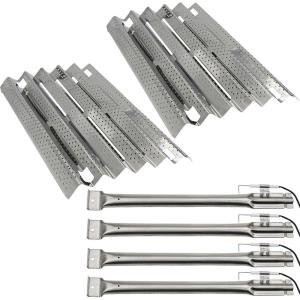 Hisencn Repair Kit for Costco Kirkland 720-0432, Nexgrill 720-0193, 720-0432 Gas Grill Models, Grill Burner Tube Pipe, Heat Plate Tent Shield Burner Cover, Igniter Electrode Replacement Parts