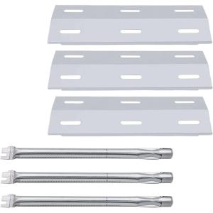 Hisencn Repair Kit for Ducane Gas Barbecue Grill 30400040, 3100, 3200, 3400 Burner Tube, Stainless Heat Plate Tent, Burner Cover Replacement for Ducane 3 Burner DUCHD1, 30500048, 30500602, DUCHP1