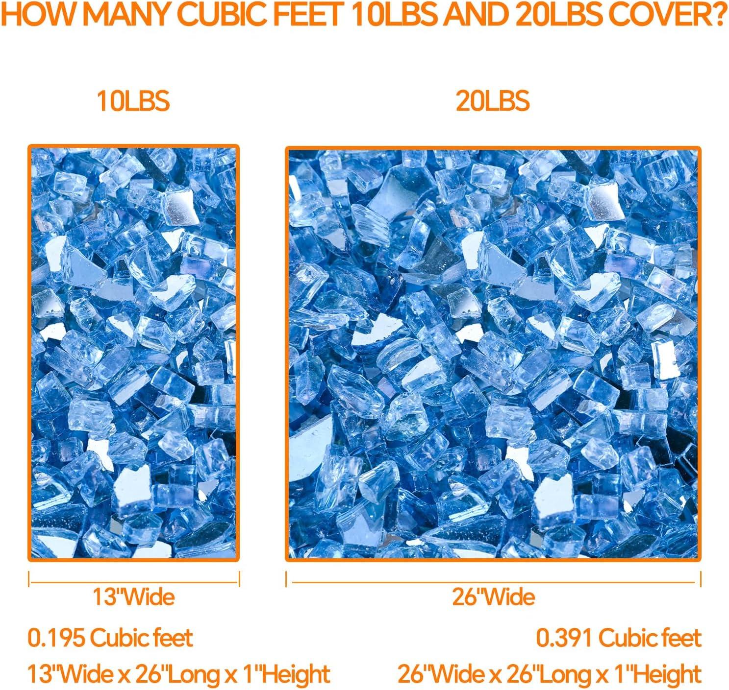 imageHisencn Fire Glass 12 Inch Caribbean Blue Reflective Tempered Fire Glass Rocks for Fire Pit Outdoors and Indoors Natural or Propane Fireplaces Fire Bowls Landscape Decoration 10 PoundsPacific Blue