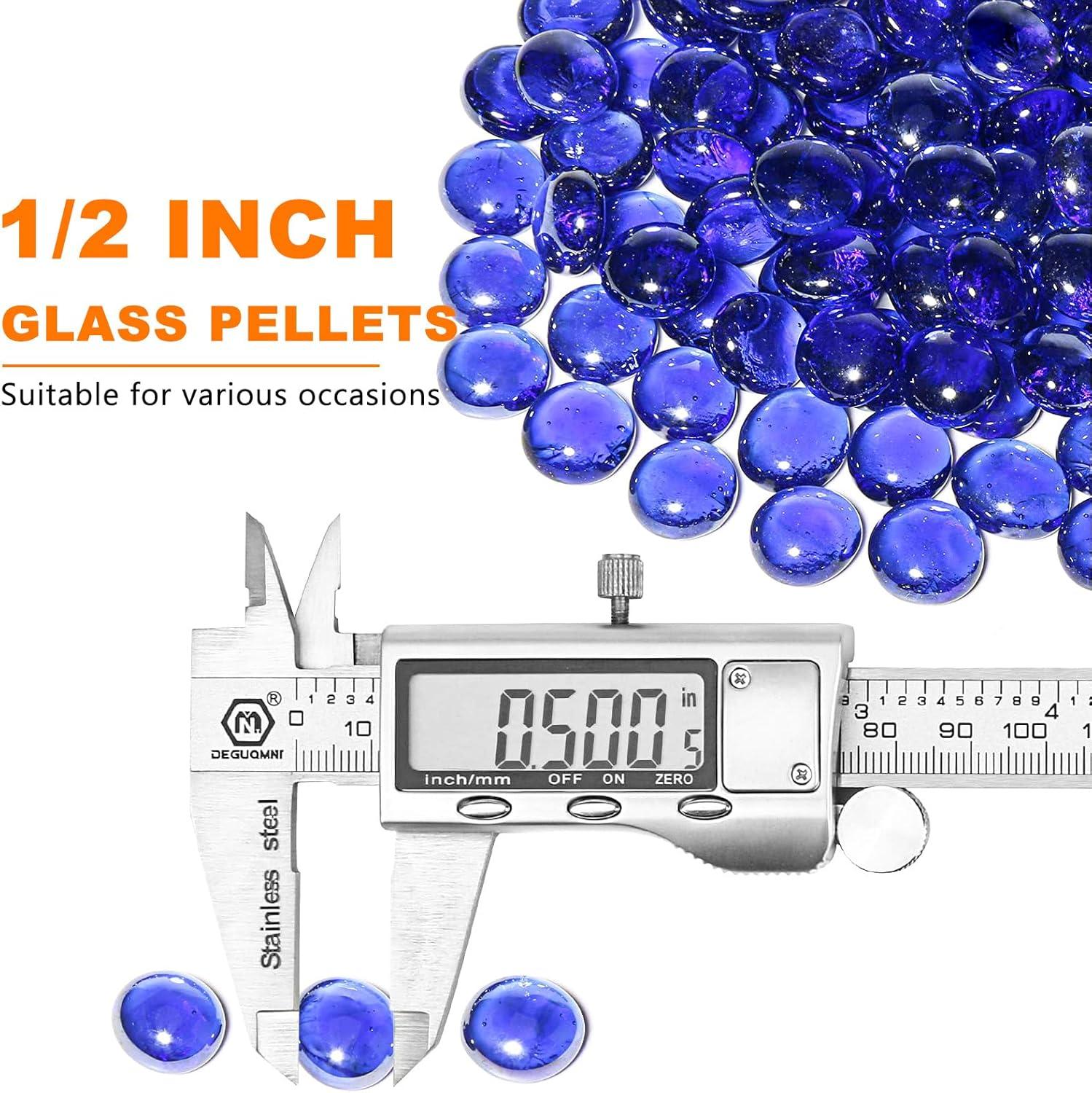 imageHisencn Fire Glass Beads for Fire Pit 12 Inch Blended Blue Fire Glass Rocks for Propane Gas Fireplace or Natural Outdoor and Indoor Reflective Decorative Tempered Firepit Glass 10 PoundsCobalt Blue Luster