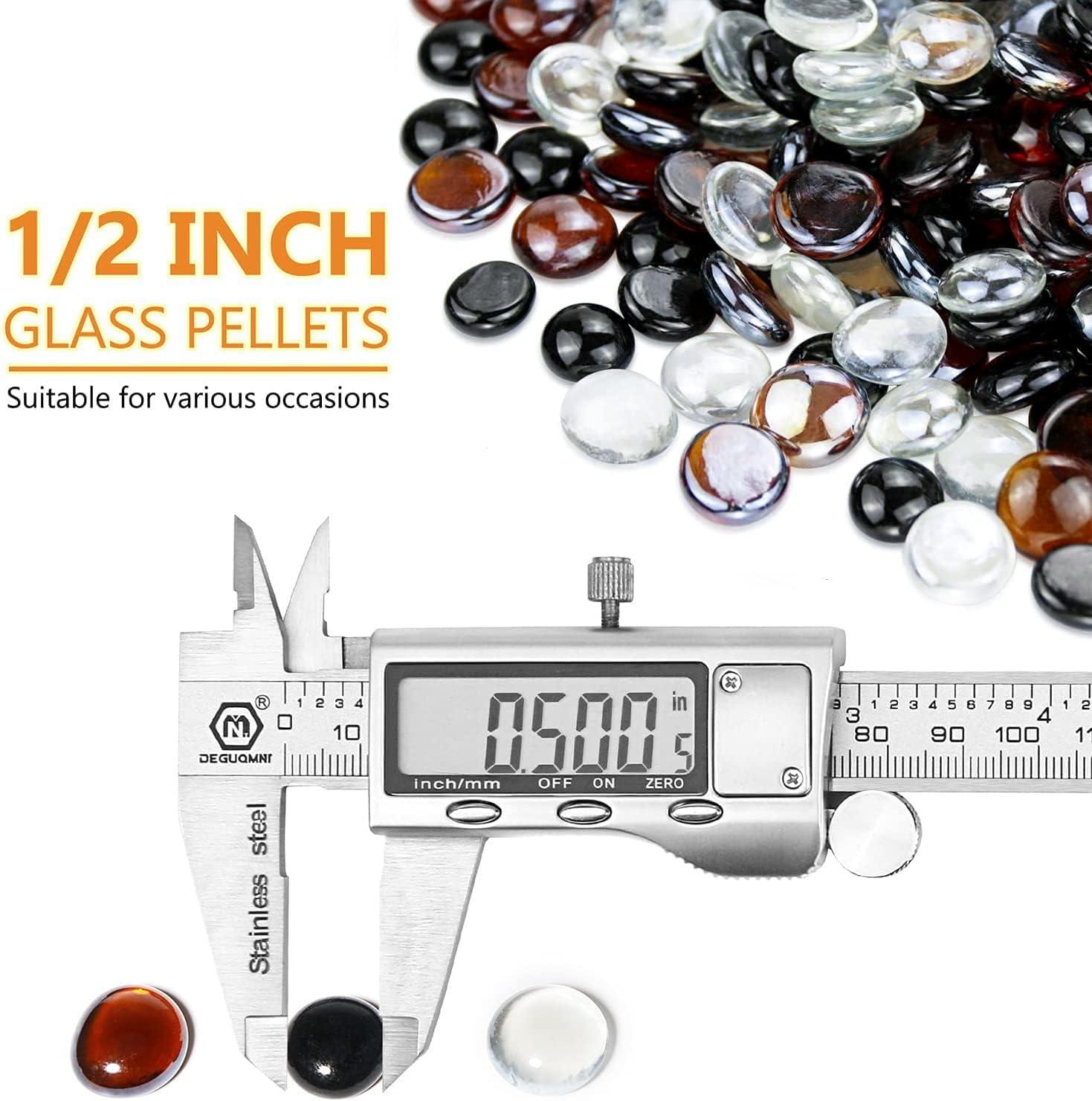 imageHisencn Fire Glass Beads for Fire Pit 12 Inch Blended Blue Fire Glass Rocks for Propane Gas Fireplace or Natural Outdoor and Indoor Reflective Decorative Tempered Firepit Glass 10 PoundsOnyx Black amber crystal Ice Mix