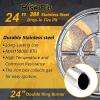 Hisencn Drop-in Fire Pit Kit 36 x 12 Inch, Fire Pit Insert H Burner with Spark Ignition and Propane Hose Kit for Propane Fire Pit, Fire Table Insert, Indoor or Outdoor Decorative Fireplace(Ø24 in.)